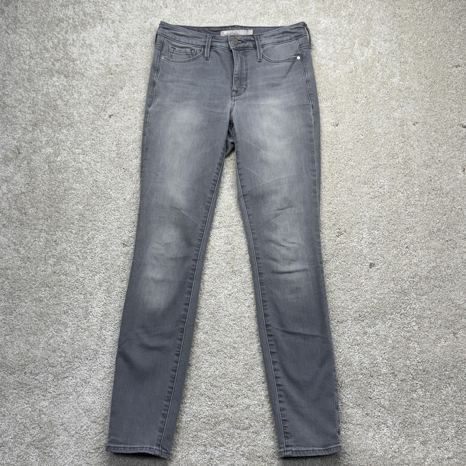 Athleta Sculptek Skinny Jeans Womens 0 Gray Mid Rise Stretch Denim Grey Wash