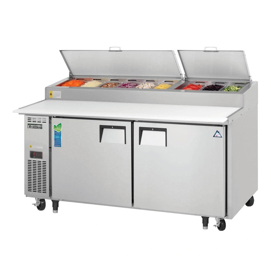 Everest EPPR2 71-Inch Two-Door Side Mount Pizza Prep Table, 23-Cubic Feet, NSF