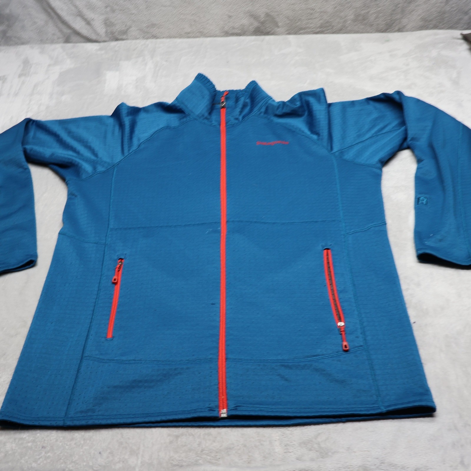 Patagonia Jacket Mens Large Blue Waffle Fleece R1 Regulator Full Zip Hiking