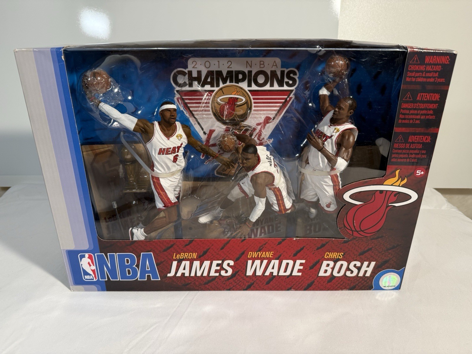 Mcfarlane 2012 NBA Championship Miami Heat ~ LeBron Wade Bosh ~ New In Box