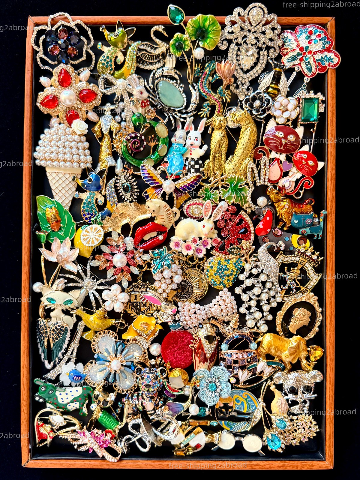 20pcs Vintage Enamel Brooch Lot Mix Style Animal Floral Crystal Pin Charms Gift