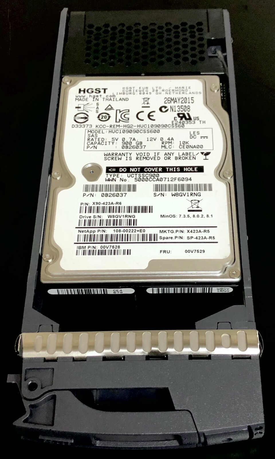 0B26037 IBM 00V7529 NETAPP X423A-R5 900GB 10K 6GBPS SAS 2.5\'\' 00V7528