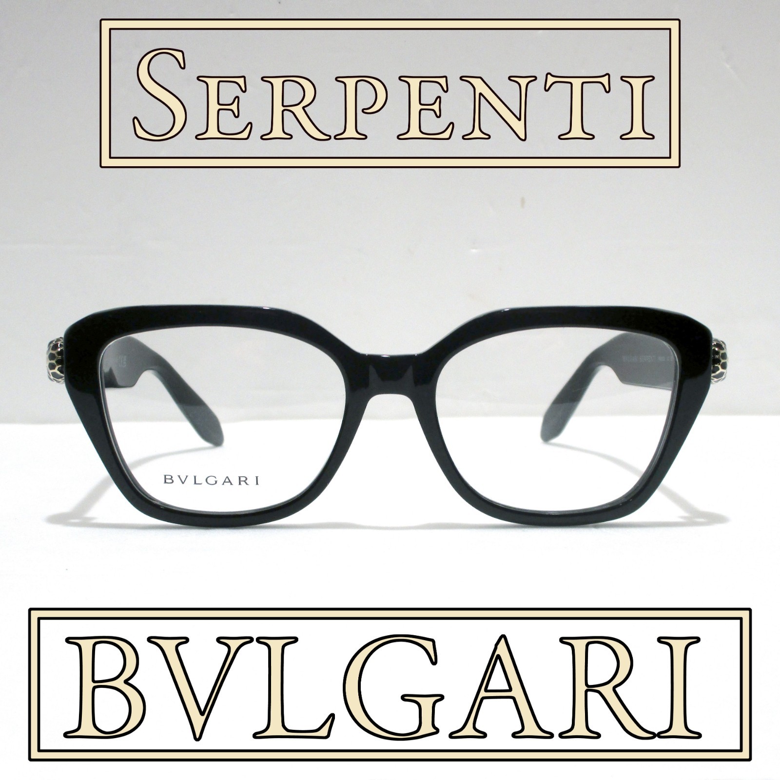 BVLGARI Serpenti BV50021I 001 Eyeglasses Women's Black Frame Gold Temples 140mm
