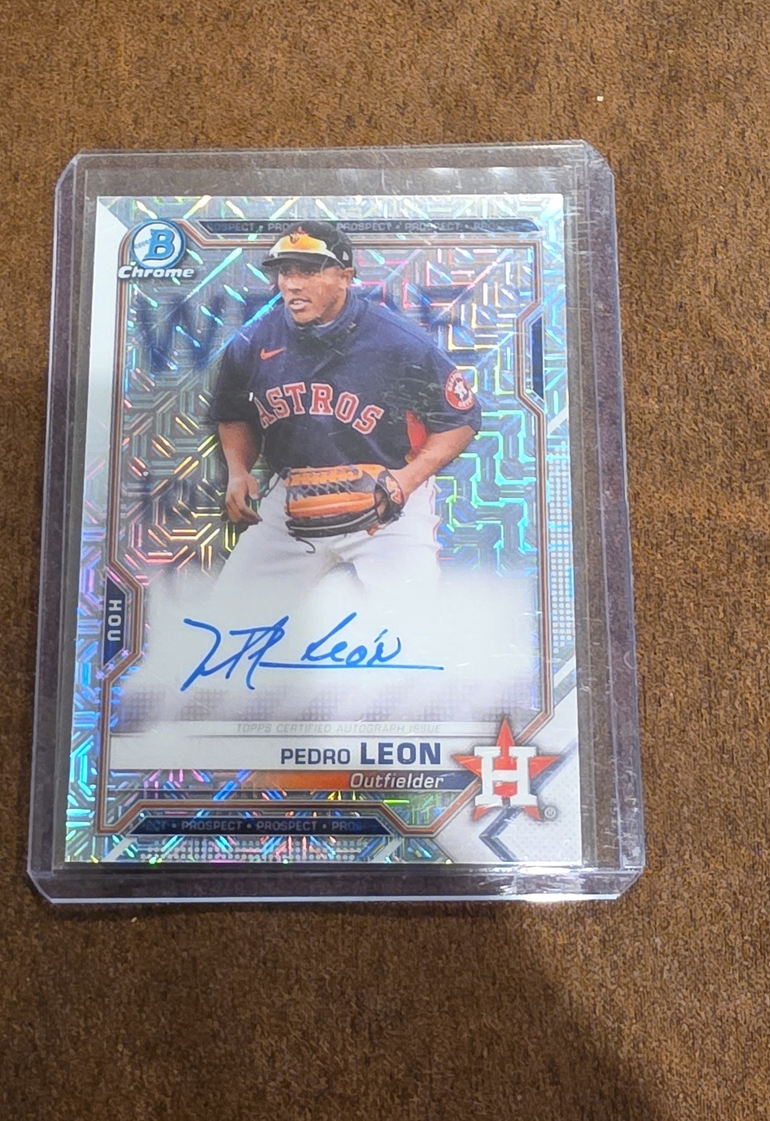 2021 Bowman Chrome Mega Box Chrome Mojo Autographs Pedro Leon #BCMA-PL (AU, RC) 2021 Bowman Chrome Mega Box Chrome Mojo Autographs Pedro Leon #BCMA-PL (AU, RC)