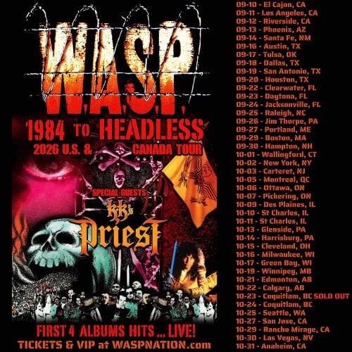 W.A.S.P. 1984 To Headless 2026 U.S. Canada Tour Poster