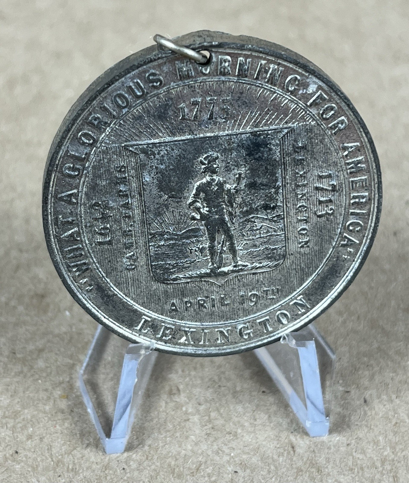 1775-1875 Centennial Battle Of Lexington US Revolutionary War White Metal Medal 1775-1875 Centennial Battle Of Lexington US Revolutionary War White Metal Medal