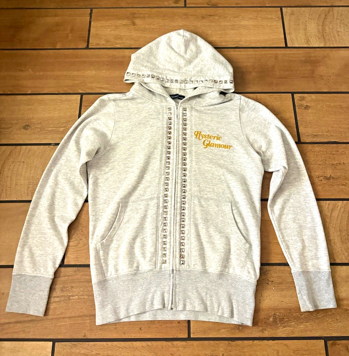 Vintage Hysteric Glamour Mens Gray Full Zip Studded Logo Hoodie Size S Vintage Hysteric Glamour Mens Gray Full Zip Studded Logo Hoodie Size S
