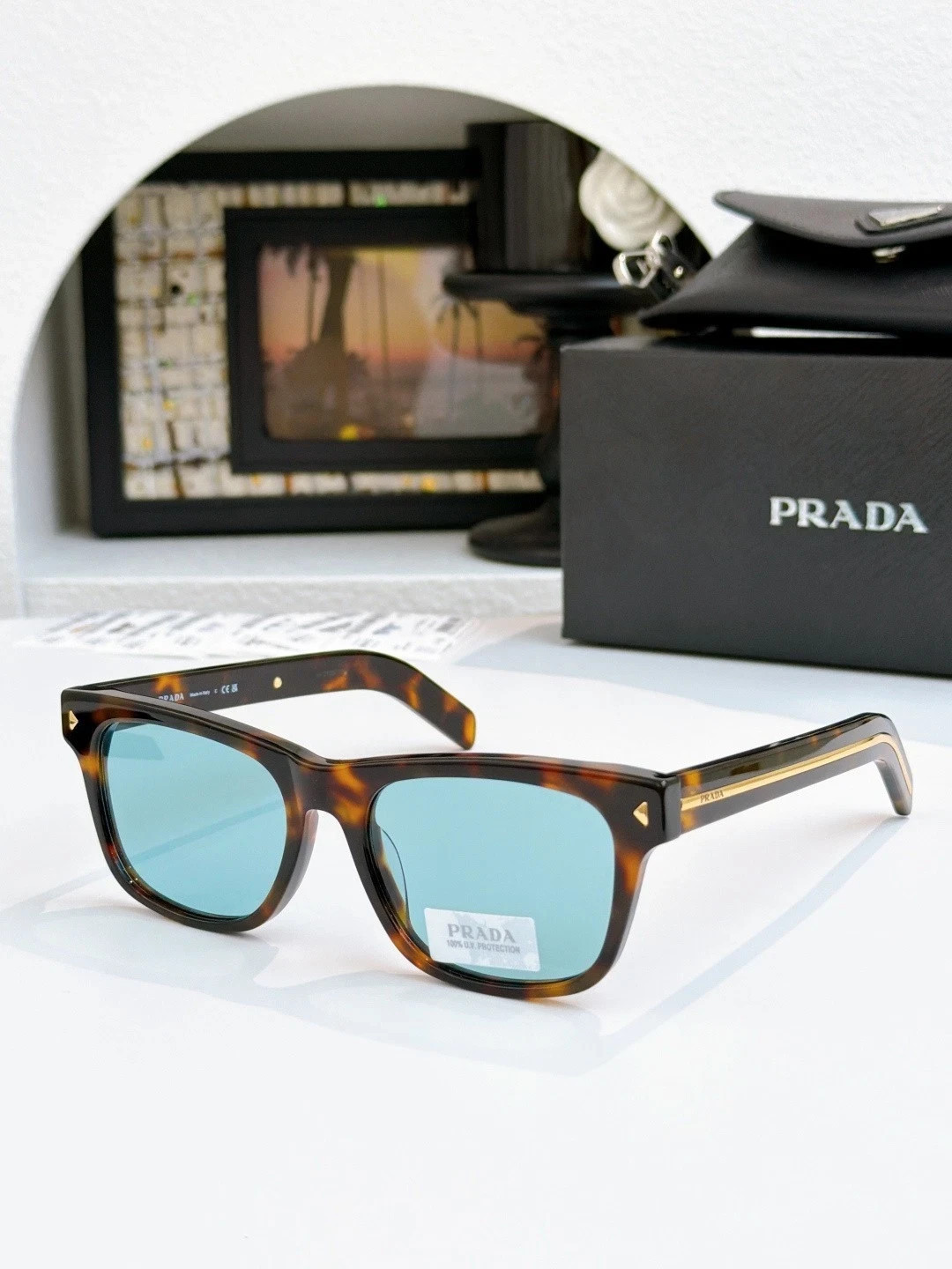 PRADA SPRA17SF Unisex Sunglasses Tortoise Frame Light Blue Lens 55‑18‑150 PRADA SPRA17SF Unisex Sunglasses Tortoise Frame Light Blue Lens 55‑18‑150