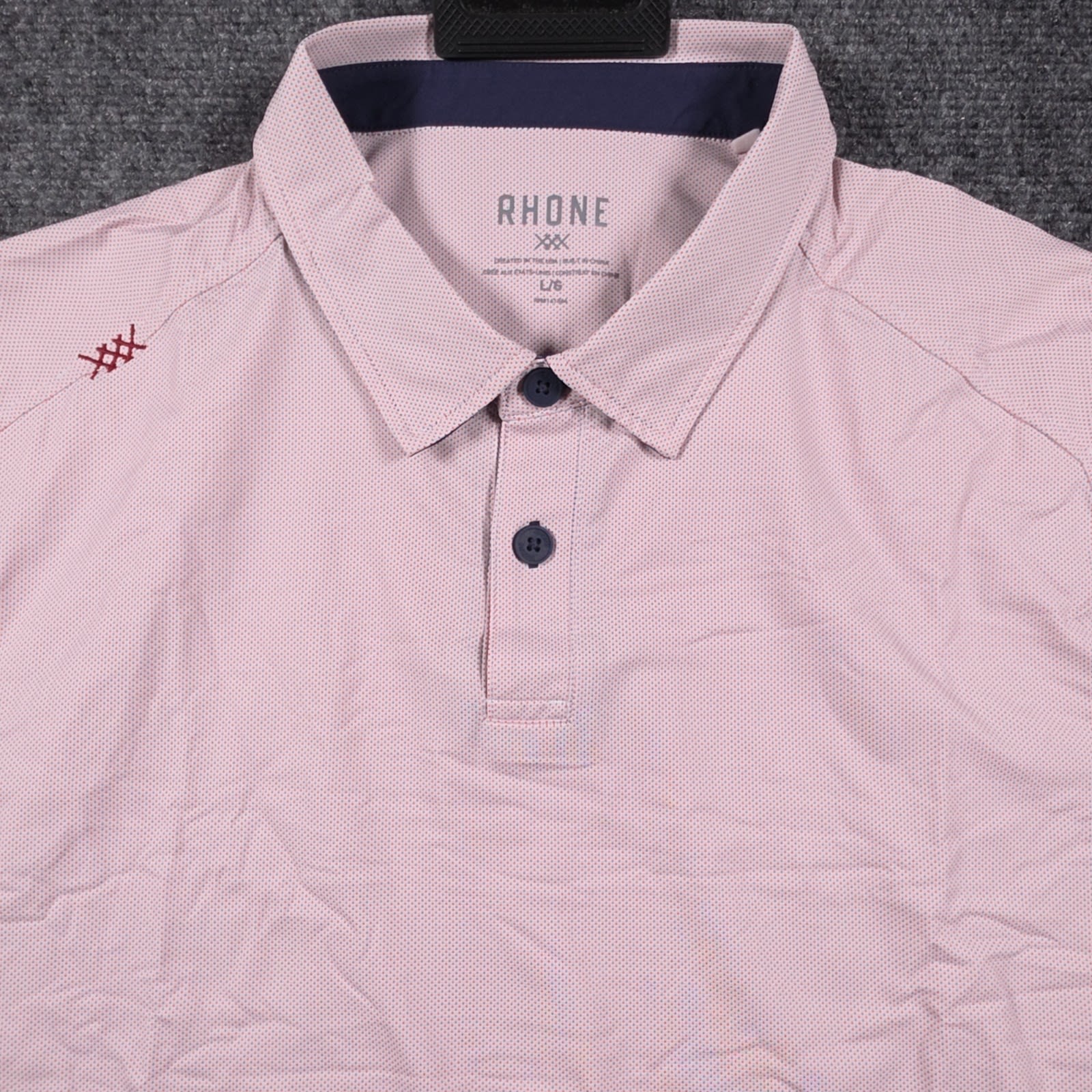 Rhone Commuter Polo Shirt Mens L Pink Golf Performance Short Sleeve Embroidered Rhone Commuter Polo Shirt Mens L Pink Golf Performance Short Sleeve Embroidered