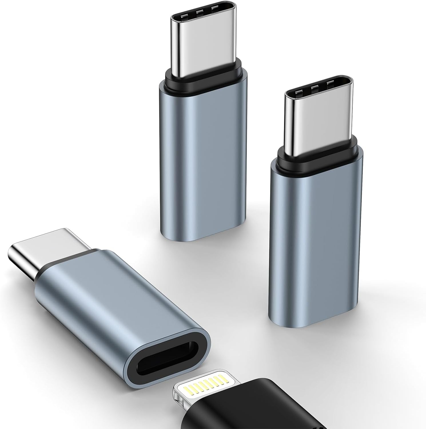 3 Pack Lightning to USB C Adapter, Apple MFi Certified, Fast Charging & Data 3 Pack Lightning to USB C Adapter, Apple MFi Certified, Fast Charging & Data