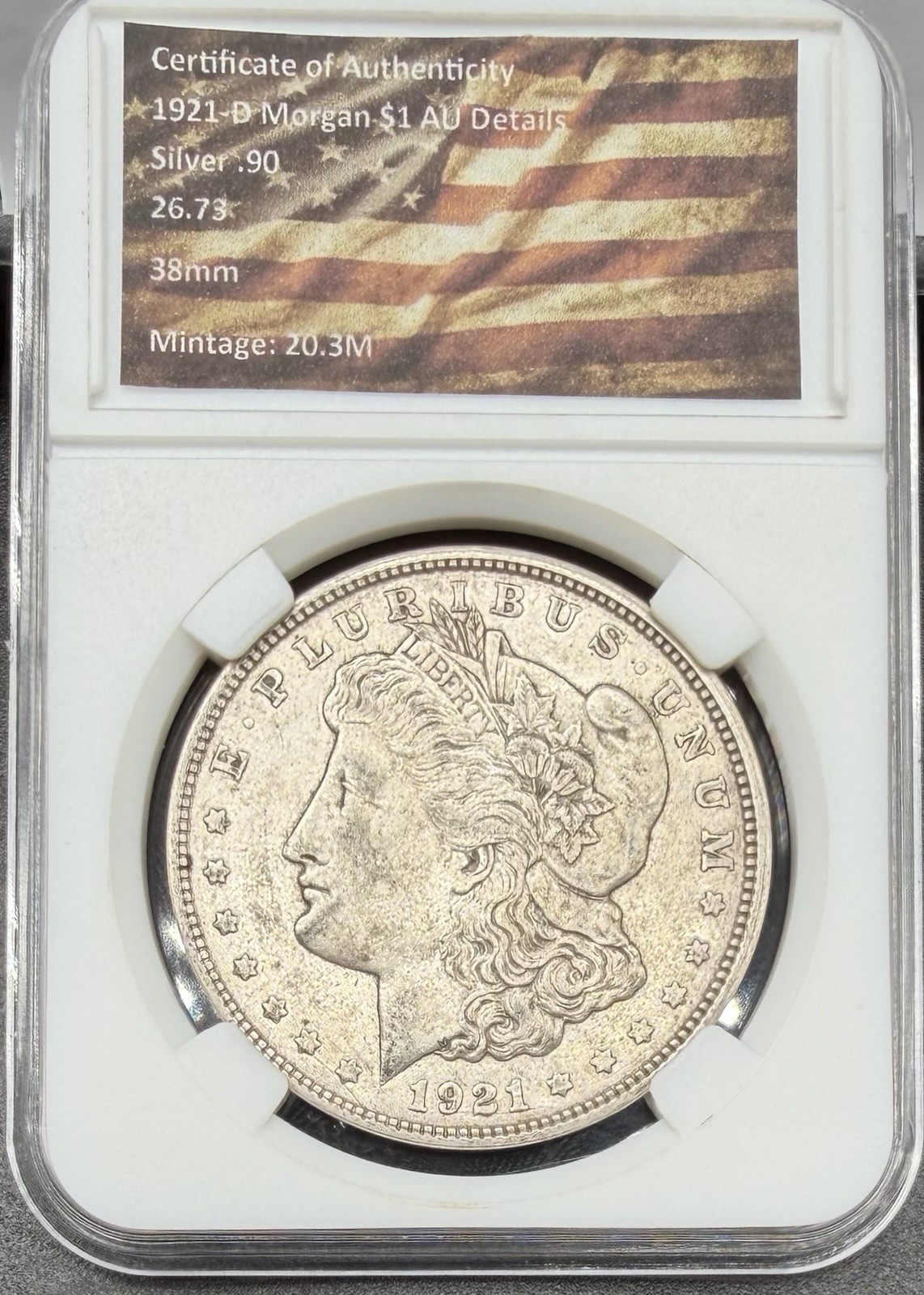 1921-D $1 Morgan Dollar - RARE VAM-1K2 Die Break Star Die Scratches