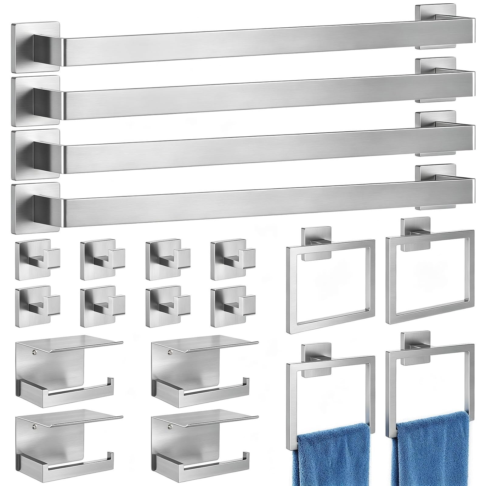 20-Pieces Brushed Nickel Bathroom Hardware Set