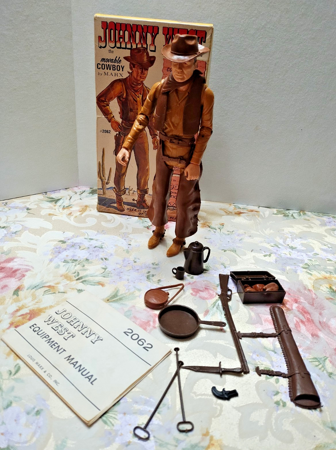Marx Johnny West Vintage Movable Cowboy Vargas Box & Accessories #2062 Complete