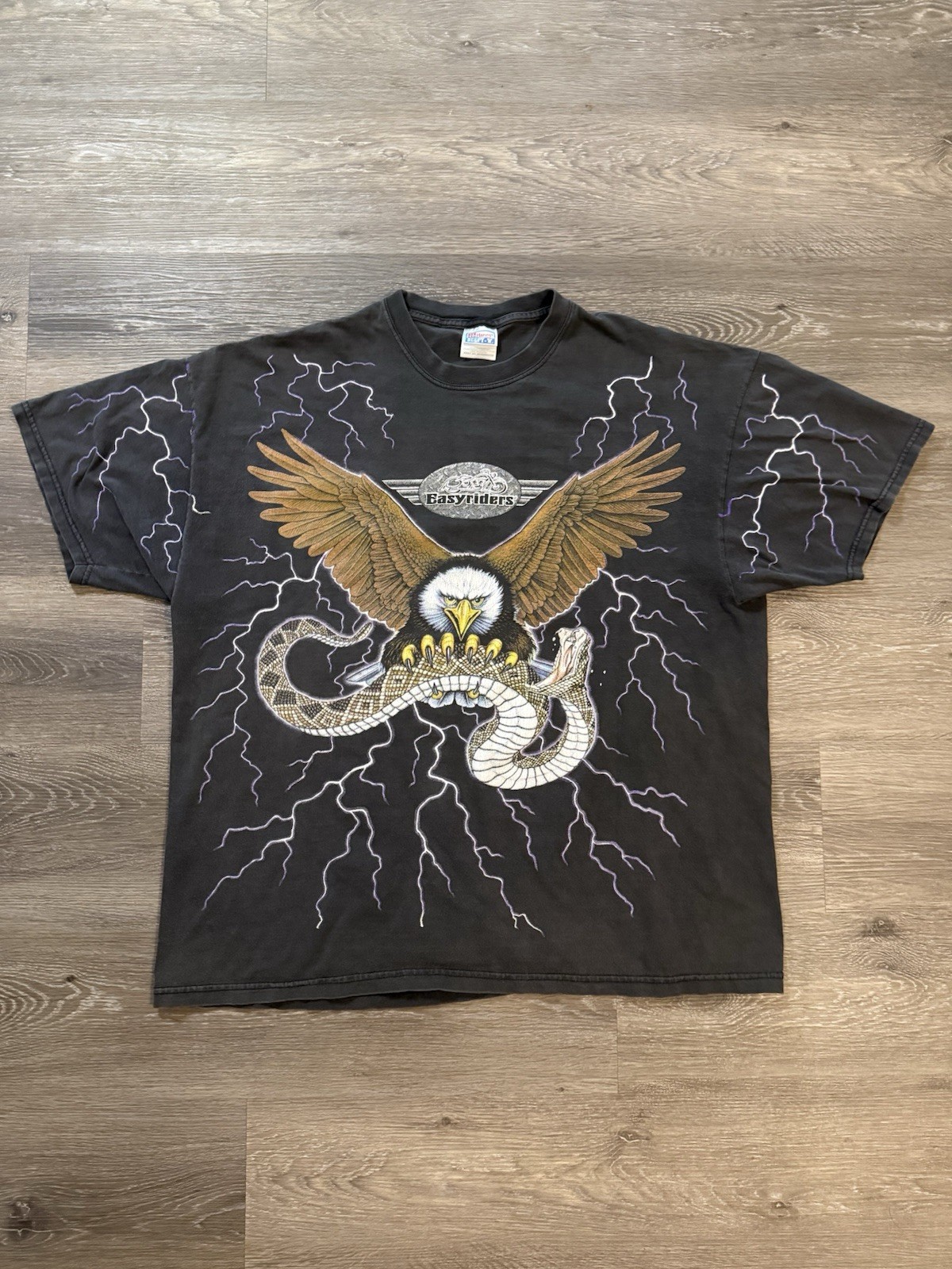 Vintage 90\'s Easyriders Motorcycle T-Shirt Mens 2XL Eagle Snake Lightning AOP Vintage 90\'s Easyriders Motorcycle T-Shirt Mens 2XL Eagle Snake Lightning AOP