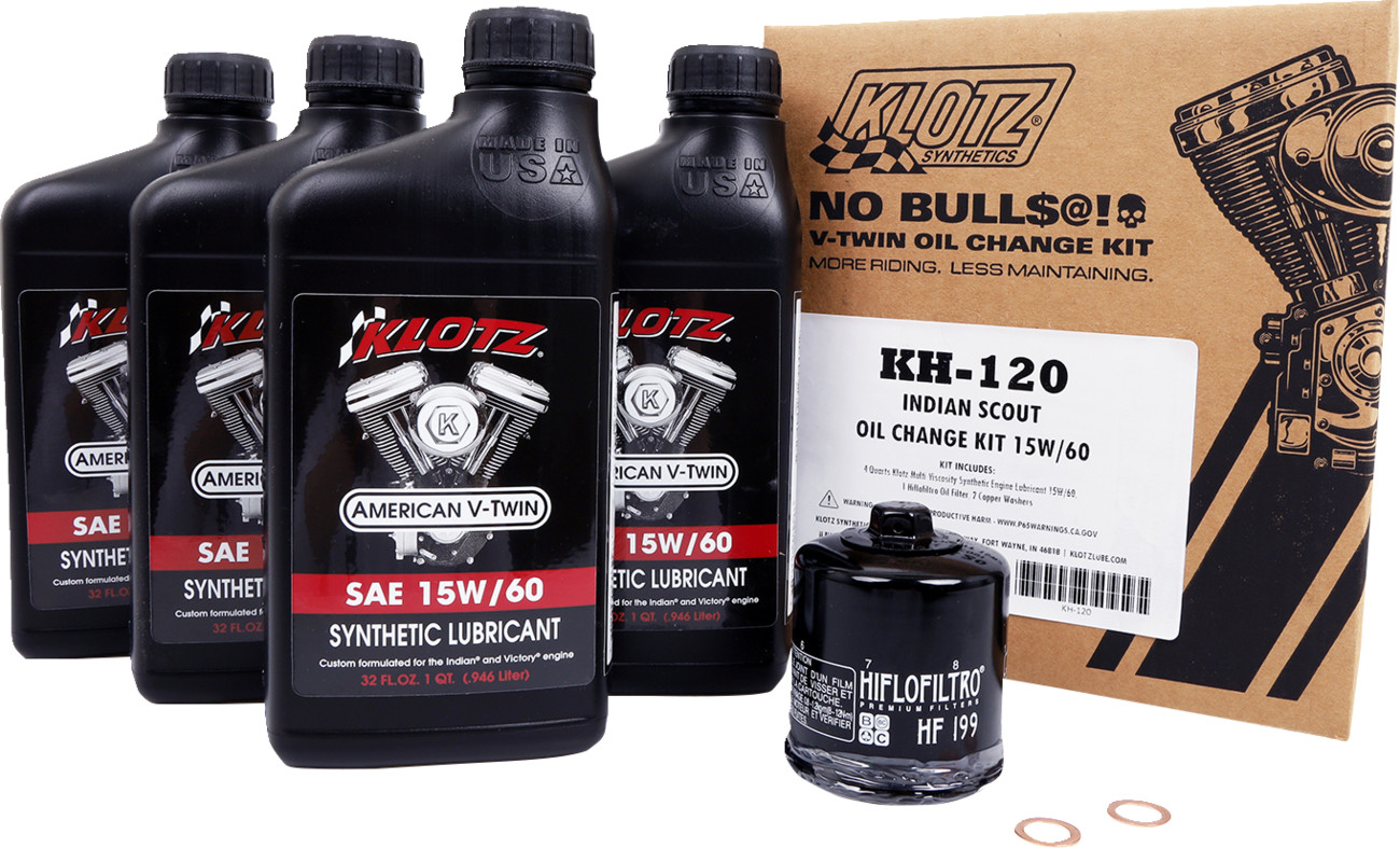 KLOTZ - Oil Change Kit for Indian Scout 15W-60 | KH-120