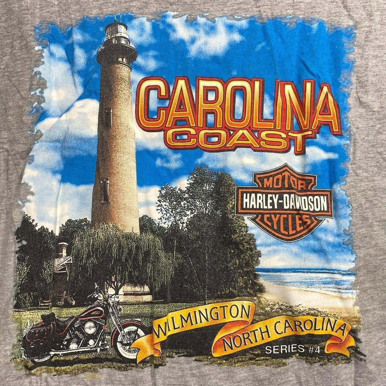 Harley Davidson Vintage Gray T Shirt Wilmington NC Carolina Coast XL 1998 USA