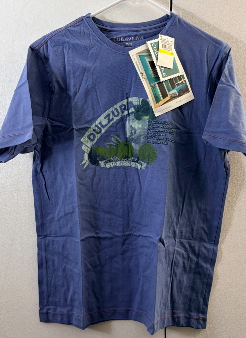 Cubavera Men\'s Dulzura Mojito Real T Shirt Size Medium Coastal Fjord 🔥