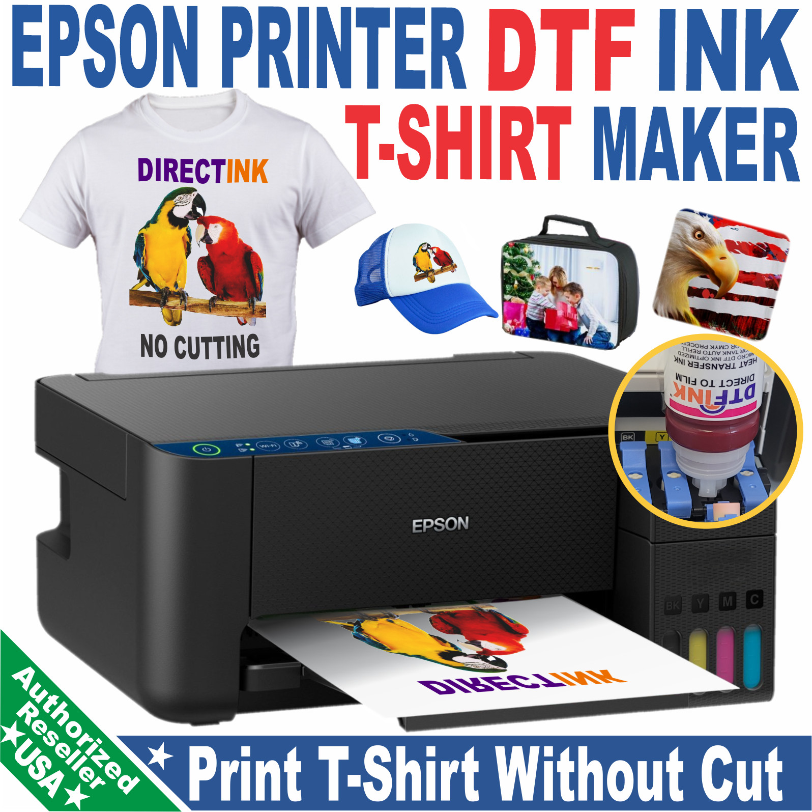 Epson Printer with DTF ink Heat Transfer Print Cotton T-Shirt Transfer Bundle,