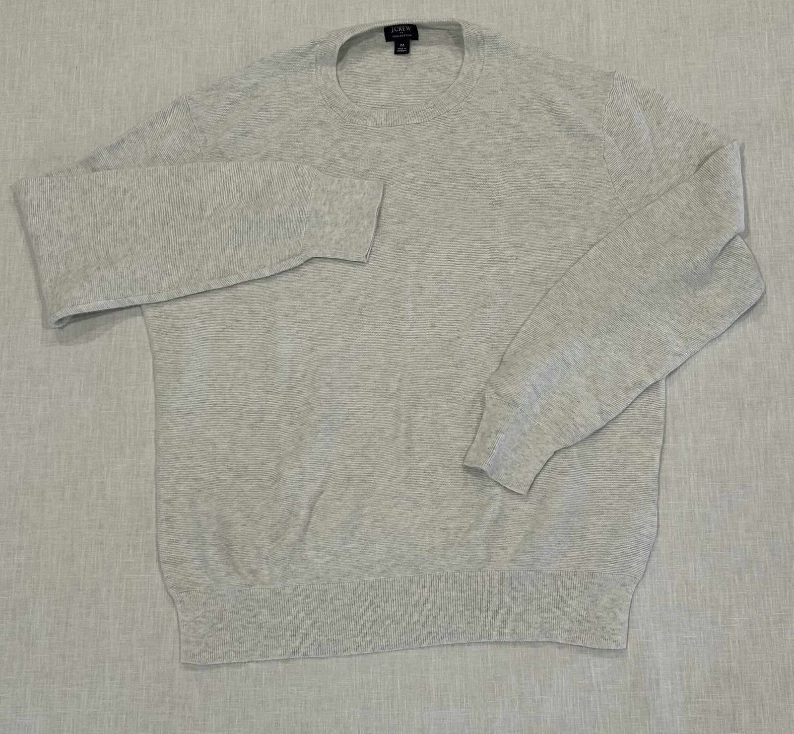 J. Crew Men’s Cotton Crewneck Sweater In Garter Stitch Size M J. Crew Men’s Cotton Crewneck Sweater In Garter Stitch Size M