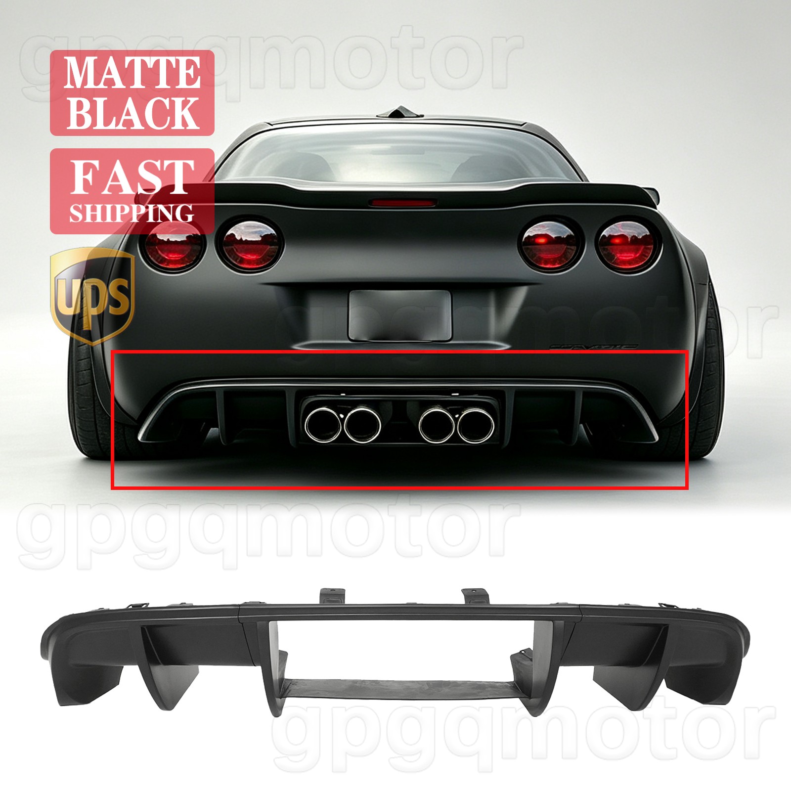 For Corvette C6 2005-2013 Performance Style Matte Black Rear Bumper Lip Diffuser