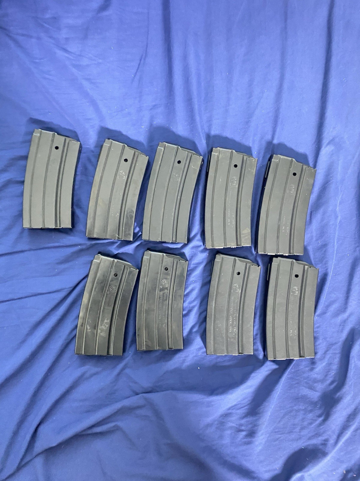 Lot of 9 Factory Ruger Mini-14 10-Round Magazines - Blued Steel OEM
