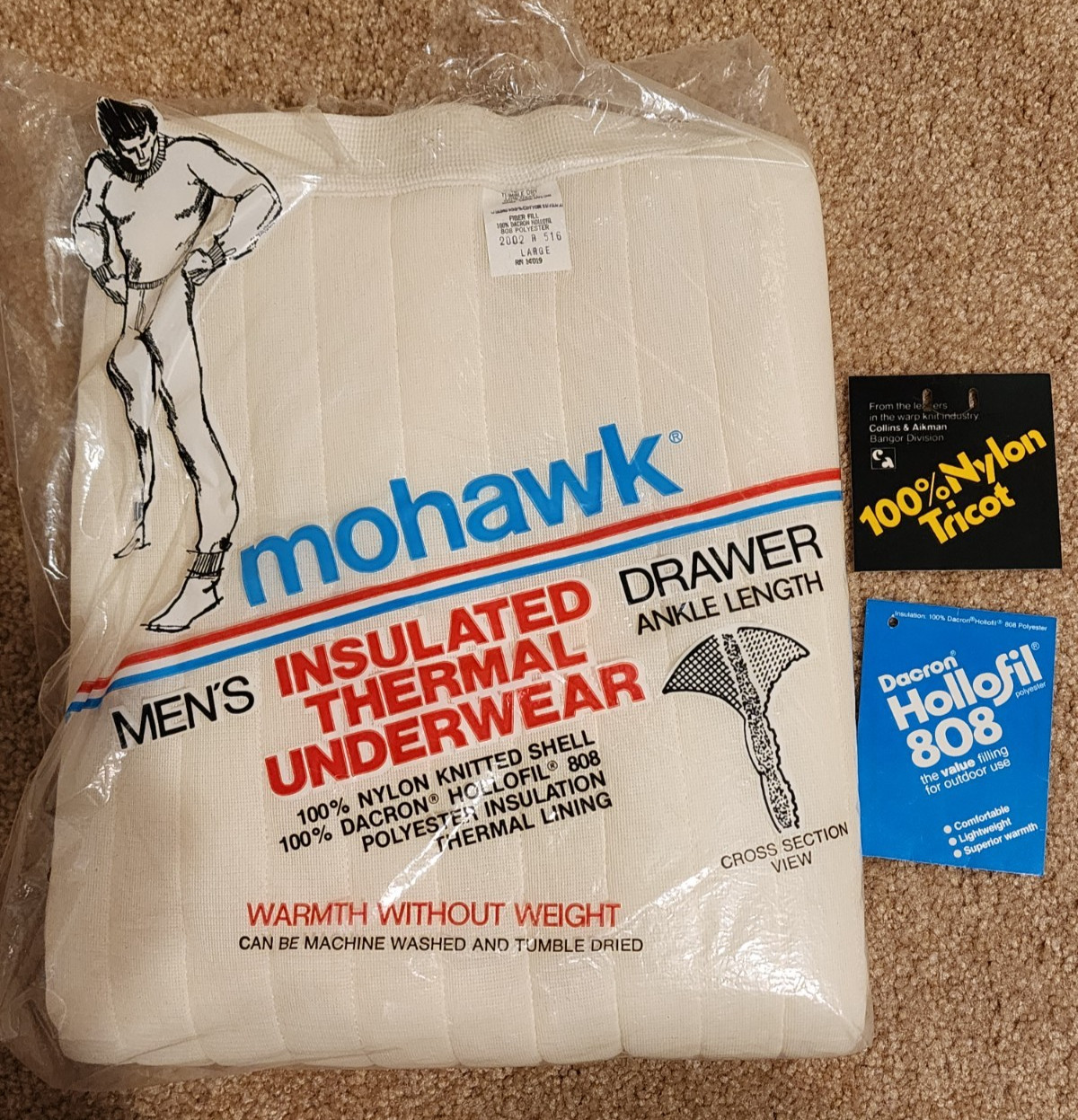 NIP Vtg. Deadstock Mohawk L Large, Mens Long  Johns Underwear ankle drawers