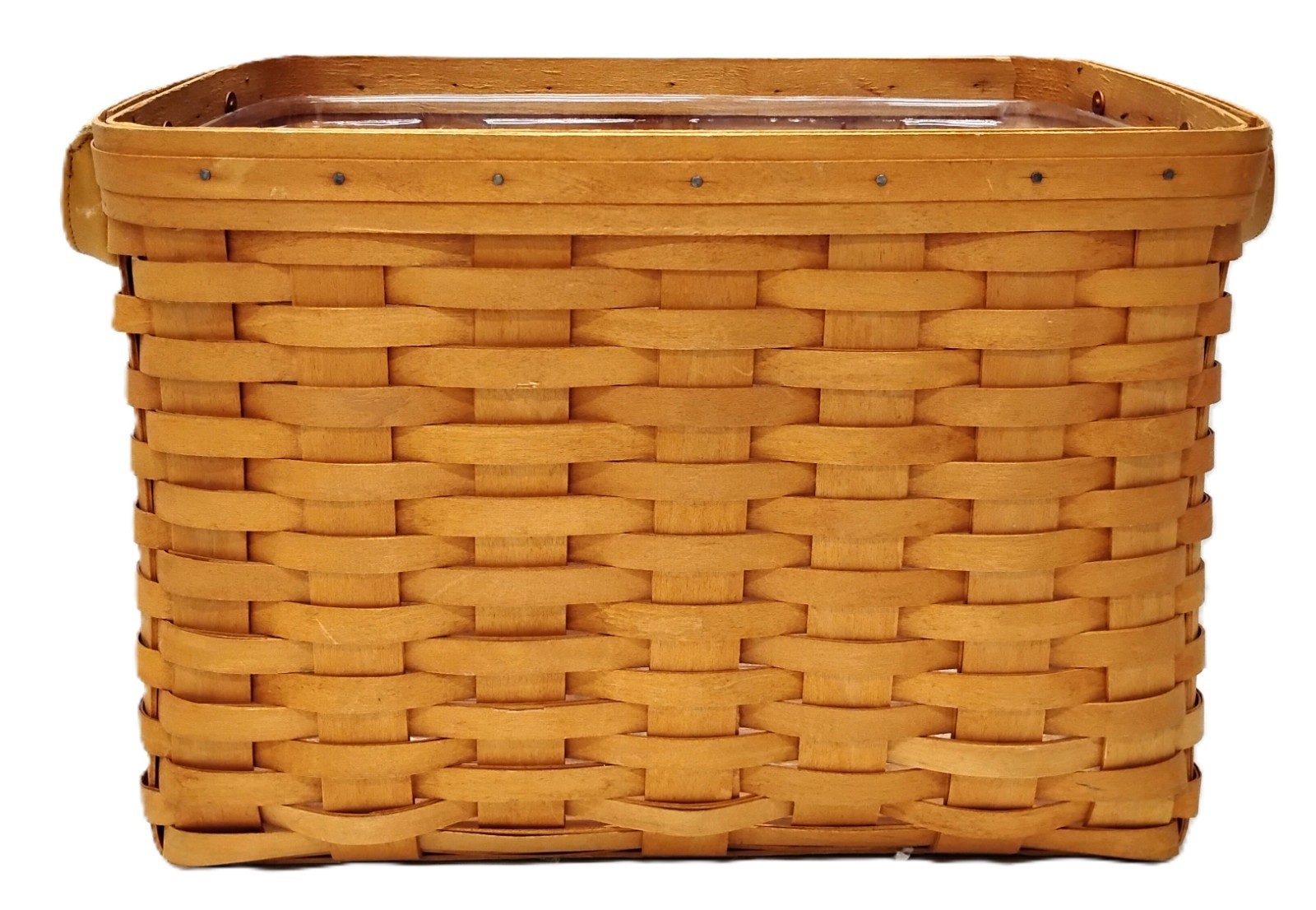 Longaberger 2000 Large Slant Newspaper Magazine Basket w/plastic divided liner Longaberger 2000 Large Slant Newspaper Magazine Basket w/plastic divided liner