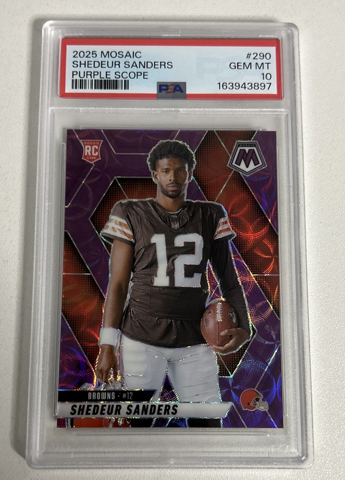 2025 Mosaic - Variations Shedeur Sanders #290 Purple Scope Prizm (RC) PSA 10