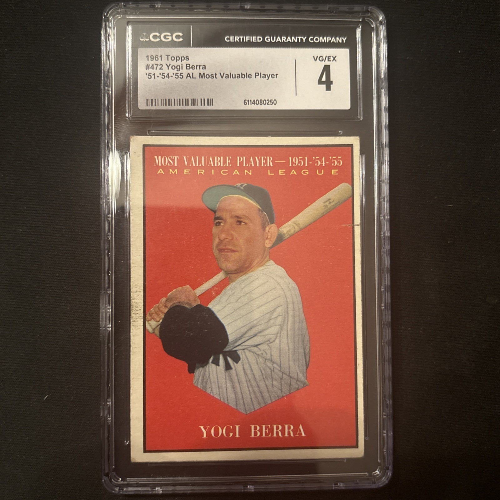 1961 Topps - Most Valuable Players Yogi Berra #472 CGC 4🔥🔥