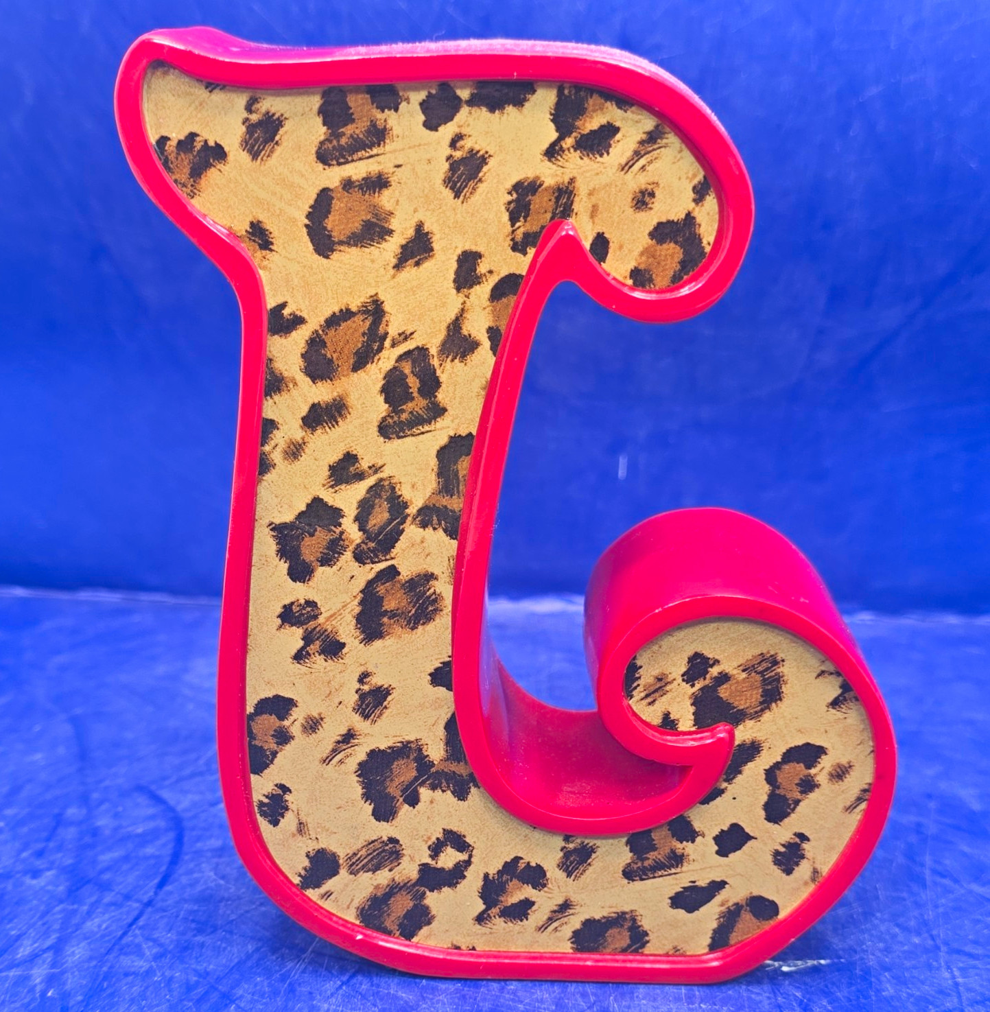 Freestanding Decorative Letter J Red Metal Leopard Print Decor Freestanding Decorative Letter J Red Metal Leopard Print Decor