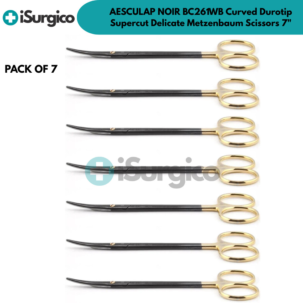 7X AESCULAP NOIR BC261WB Curved Durotip Supercut Delicate Metzenbaum Scissors 7\ 7X AESCULAP NOIR BC261WB Curved Durotip Supercut Delicate Metzenbaum Scissors 7\