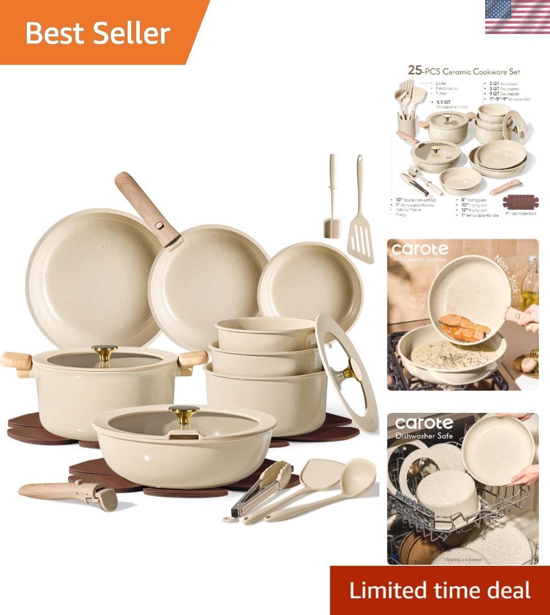 25PCS Ceramic Cookware Set, Pots and Pans set Non Stick, RV Kitchen Cooking S... 25PCS Ceramic Cookware Set, Pots and Pans set Non Stick, RV Kitchen Cooking S...
