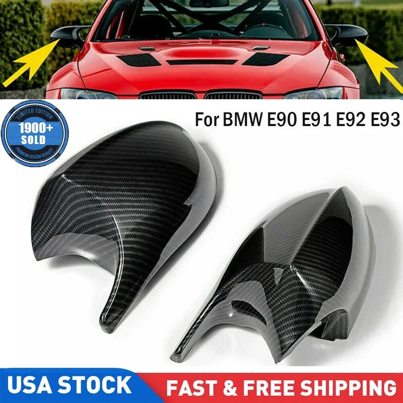 Carbon Fiber M3 Style Mirror Cover Cap For 05-08 BMW E90 E91 325i 328i 335i Pre