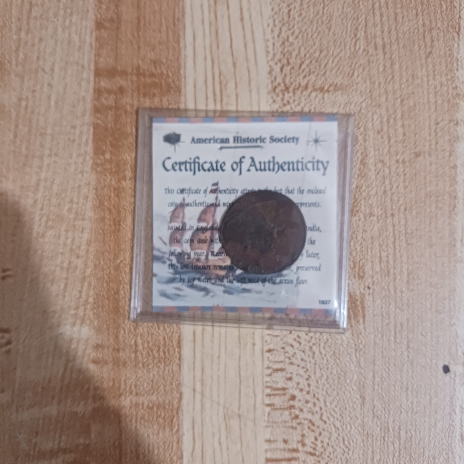 1808 East India Co 10 Cash Admiral Gardner Shipwreck Coin AHS COA