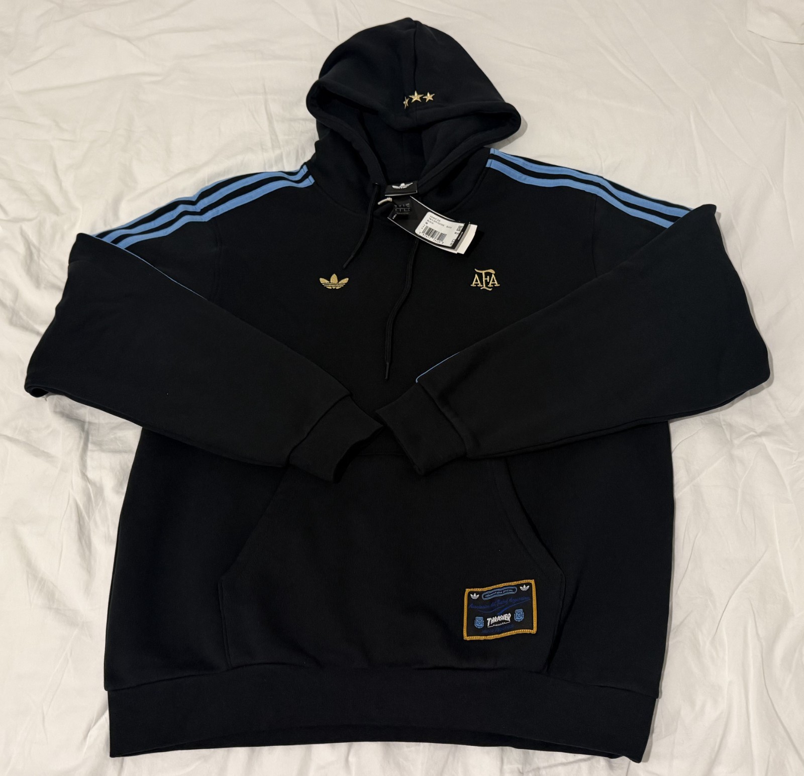 Adidas Argentina x Thrasher Revista AFA Hoodie Black Medium KX4547 NWT Messi
