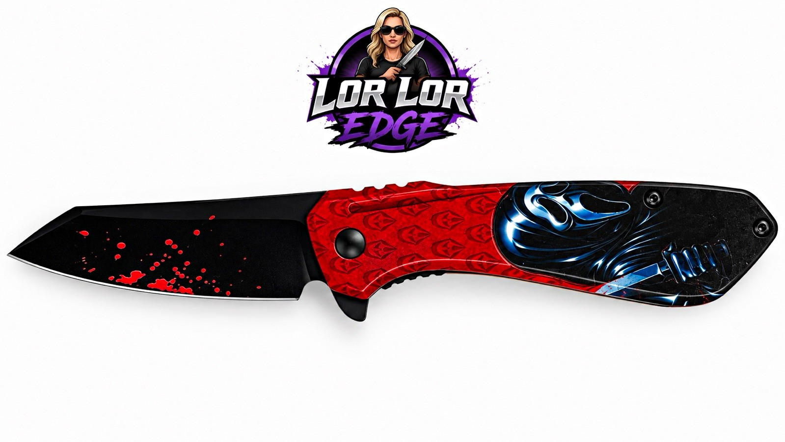 Wartech Ghostface A/O Pocketknife Tanto, Liner Lock Clip, Red/Black Metal Wartech Ghostface A/O Pocketknife Tanto, Liner Lock Clip, Red/Black Metal