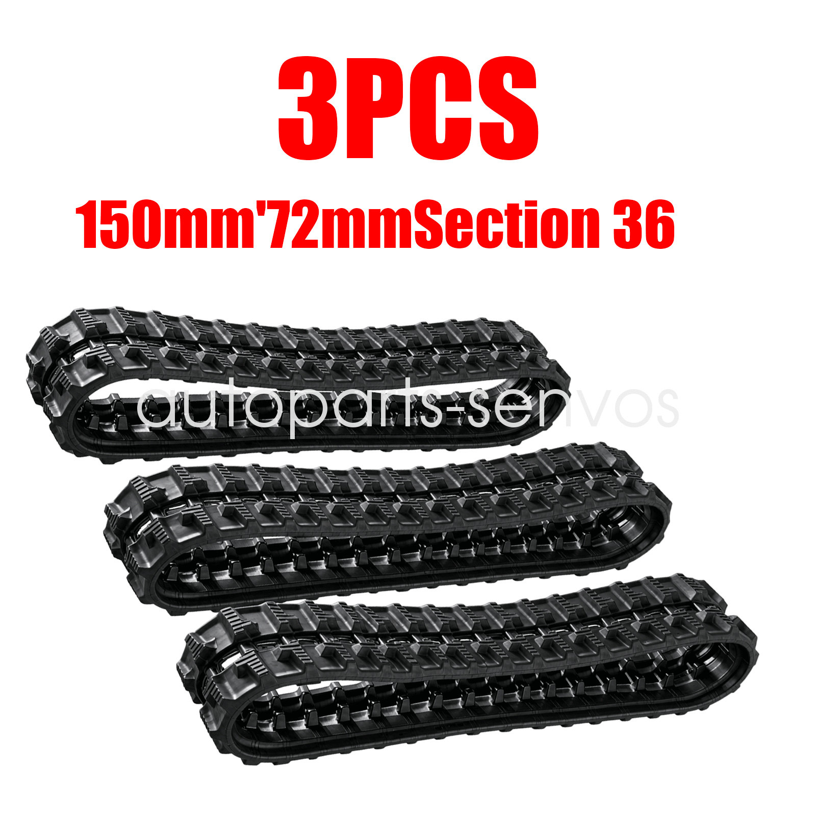 3PCS Rubber Track 150*72*36 For Mini Skid Steer Loader KBT23 KRT23 KTT23 YSRT14