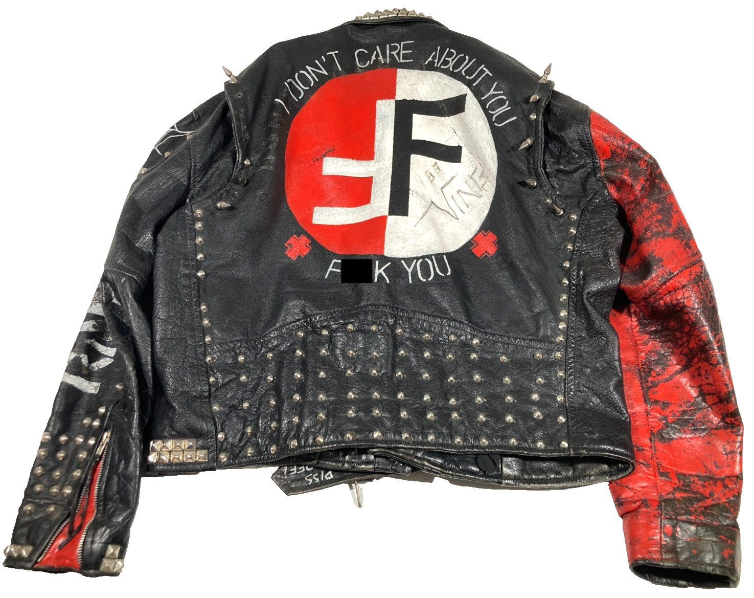 Vintage FEAR Punk Rock Leather Jacket 80s Painted Spike Stud Lee Ving Autograph?