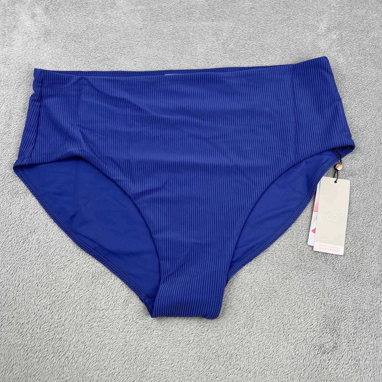 NEW Calia Women\'s 1X Mid Rise Bottom Bikini Blueberry Rib UPF 50+ Protection NEW Calia Women\'s 1X Mid Rise Bottom Bikini Blueberry Rib UPF 50+ Protection