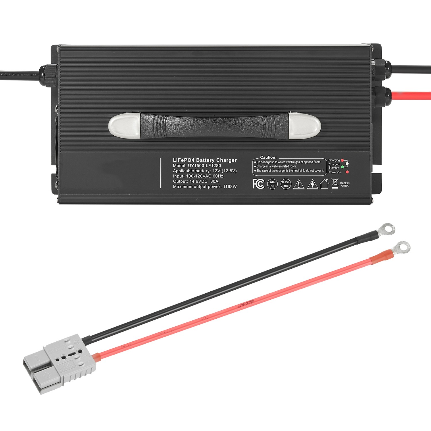 12V 80A Lithium Battery Charger 14.6V AC-DC LiFePO4 Smart Charger for RV