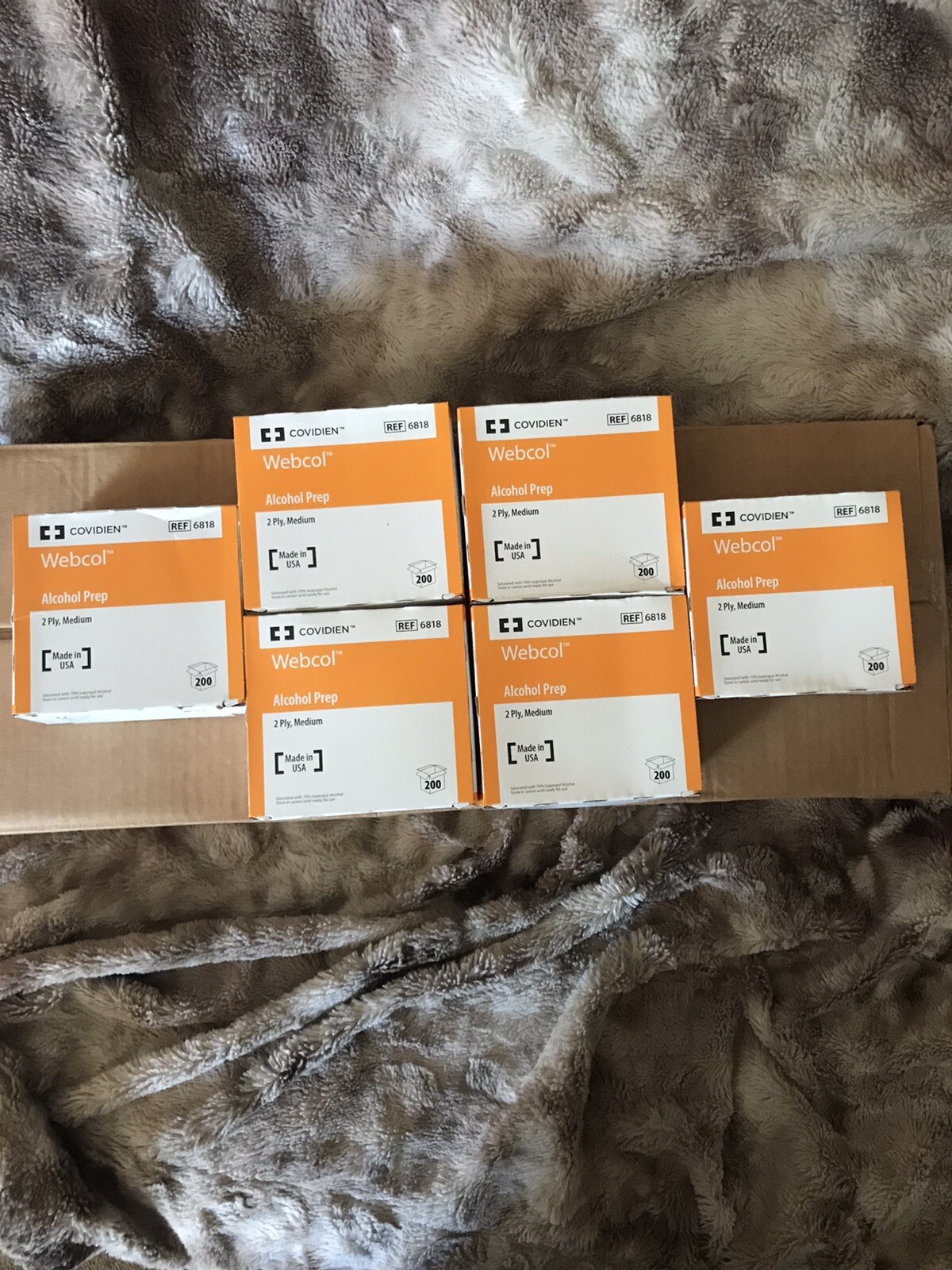 New #6818 Webcol Alcohol Prep Pads Sterile Medium - 6 Pack x 200