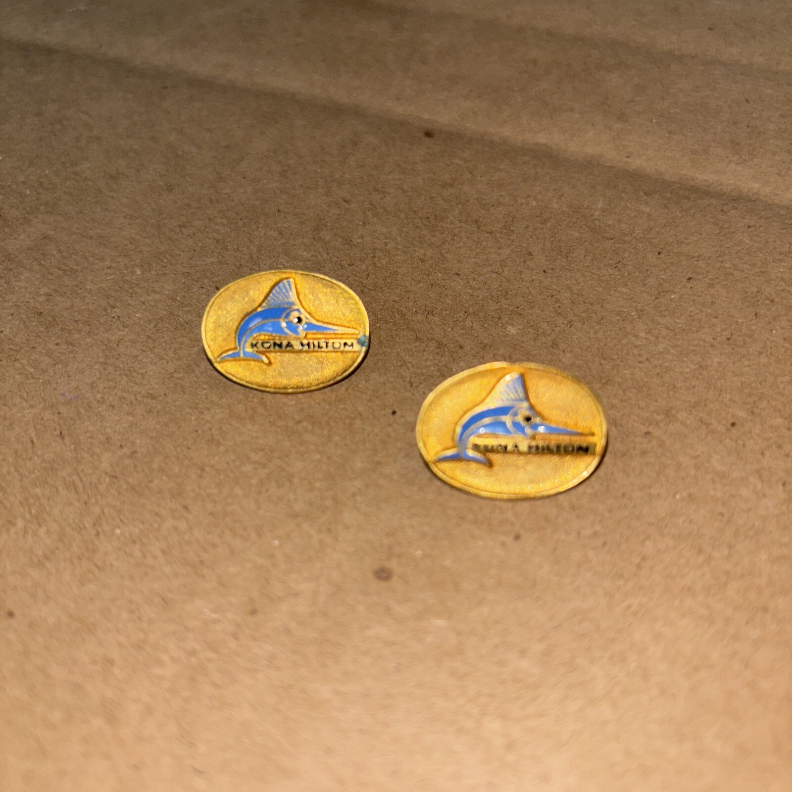 Vintage Kona Hilton Hawaii Hawaiian Employee Lapel Pin Set Of Two Nice #U
