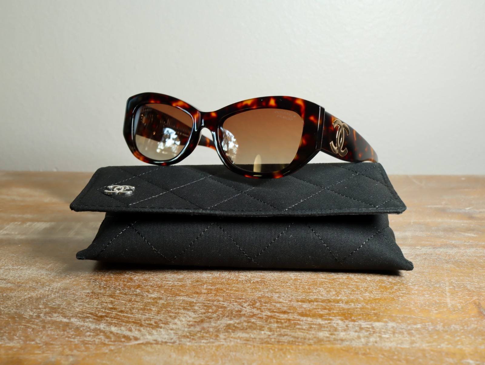 CHANEL CH5493 Rectangle Sunglasses 55mm Tortoise/Brown Polarized Lens 100% UV