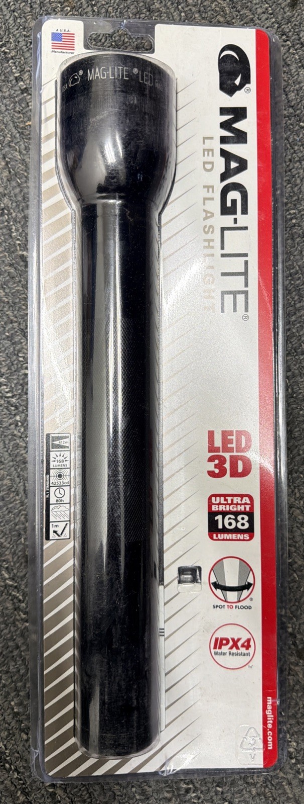New MagLite LED 3 D Battery ST3D016 168 Lumen Portable Flashlight Batt Not Uncld