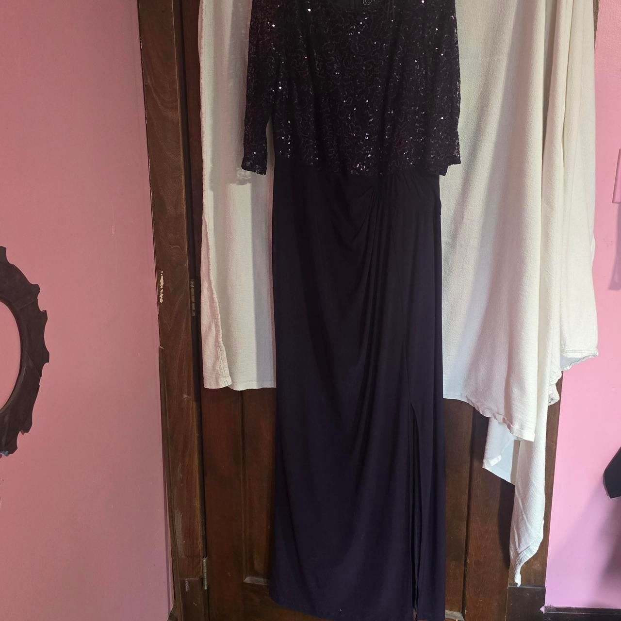 Alex Evenings Sequin Evening Dress Size 18W Purple Long Formal Gown