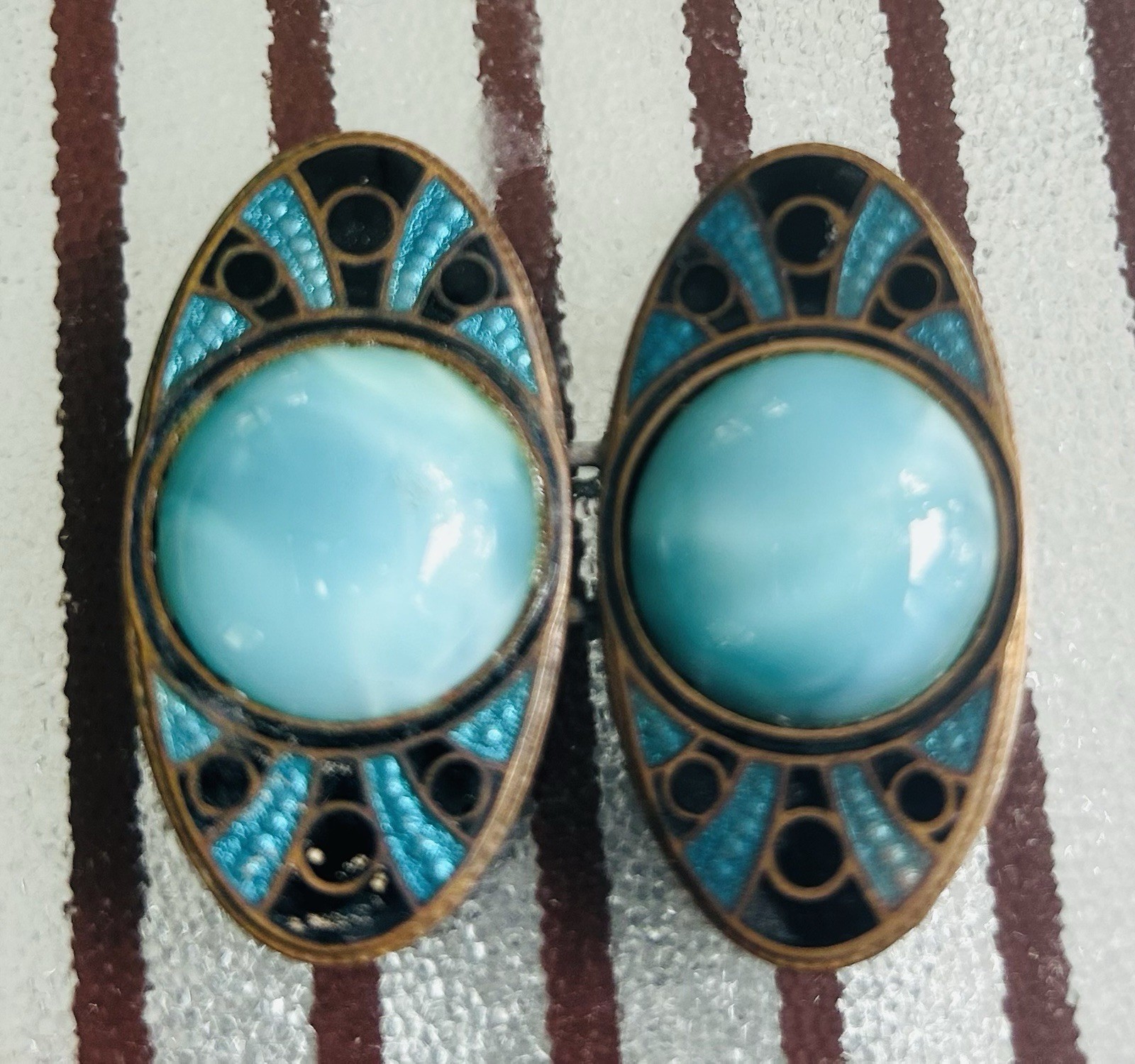 vintage antique bohemian Czech CLOAK/BELT BUCKLE Blue/black