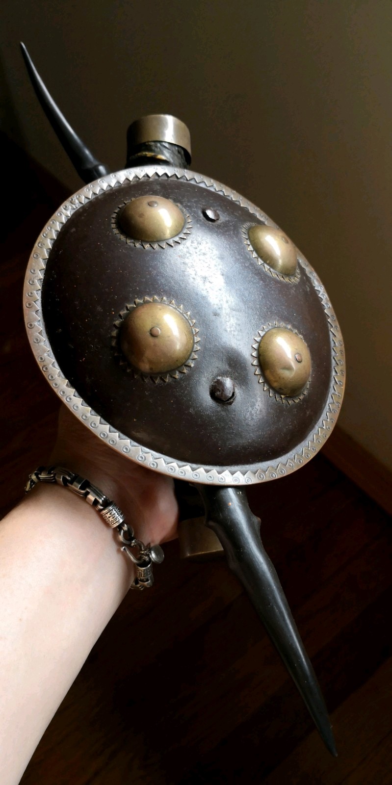 Antique Indian Weapon Madu- Horn & Iron Fighting Shield . 19th C. Antique Indian Weapon Madu- Horn & Iron Fighting Shield . 19th C.