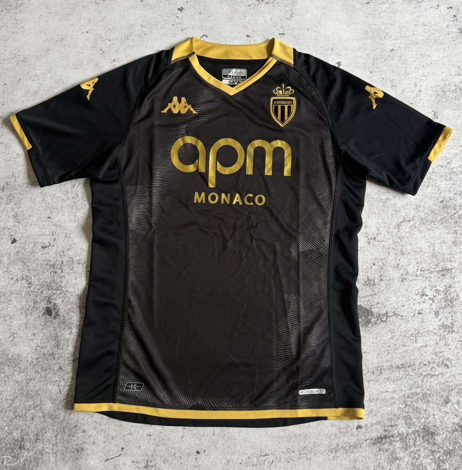 AS Monaco 2023/2024 Away Jersey Shirt Black Gold Kappa