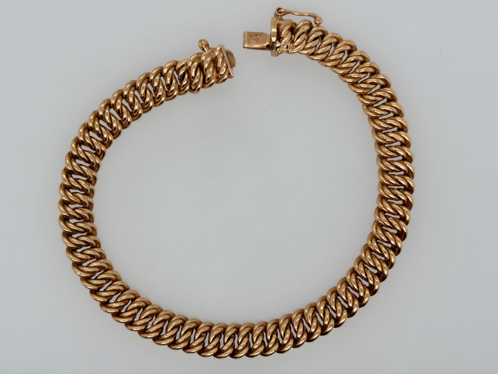 Vintage 14K Yellow Gold Twisted Double Curb Link Bracelet 7.25