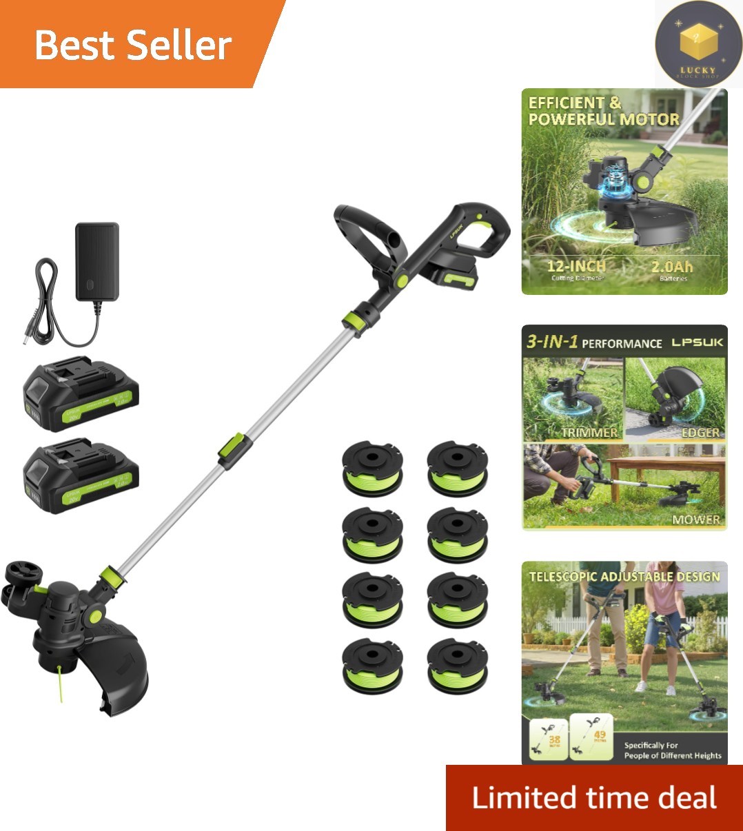 Adjustable Design 3-in-1 Cordless String Trimmer - Powerful 8000 RPM Performance